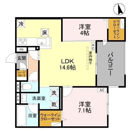 REVE(2LDK/1階)の間取り写真