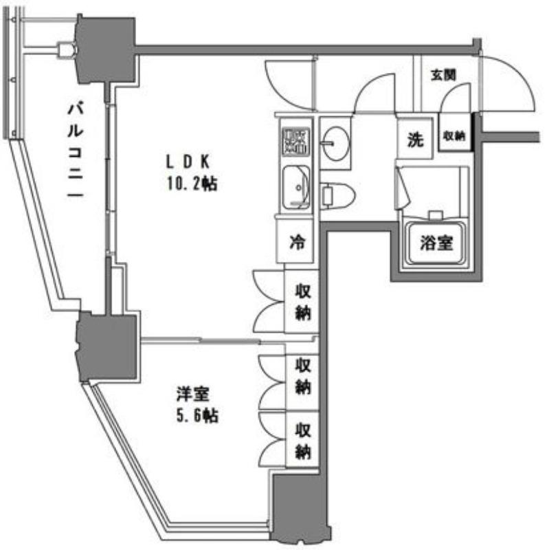 シティタワー新宿新都心(1DK/6階)の間取り写真