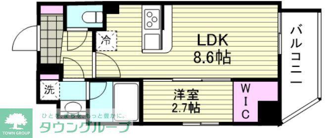 グローリオシェルト溝の口(1LDK/2階)の間取り写真