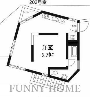 エンシェール砧(ワンルーム/2階)の間取り写真