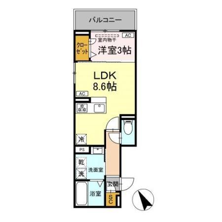 ルナジア(1LDK/2階)の間取り写真