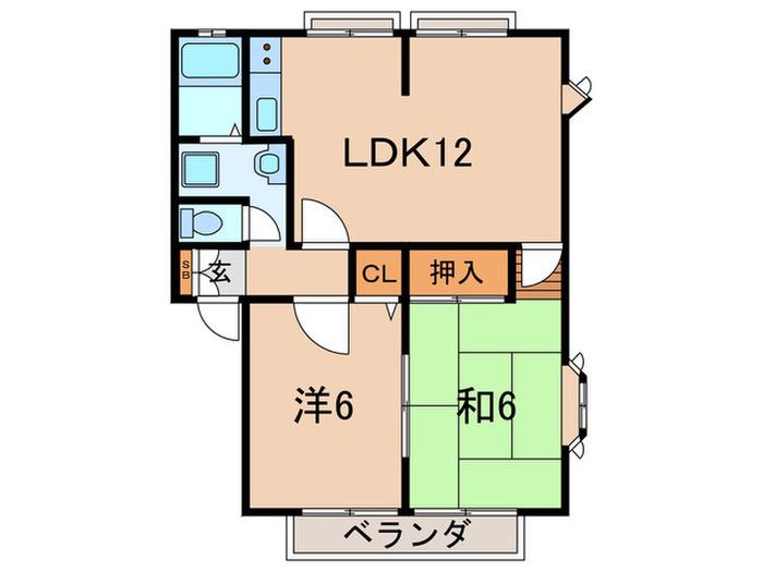 グレースライフB棟(2LDK/2階)の間取り写真