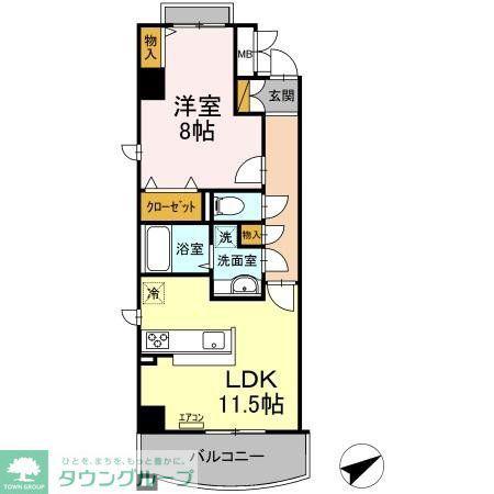 ベルファミーユ高根台III(1LDK/6階)の間取り写真