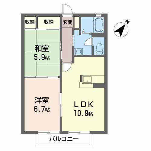エターナルタウンD(2LDK/2階)の間取り写真