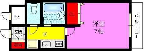 ラフィーネM(ワンルーム/4階)の間取り写真