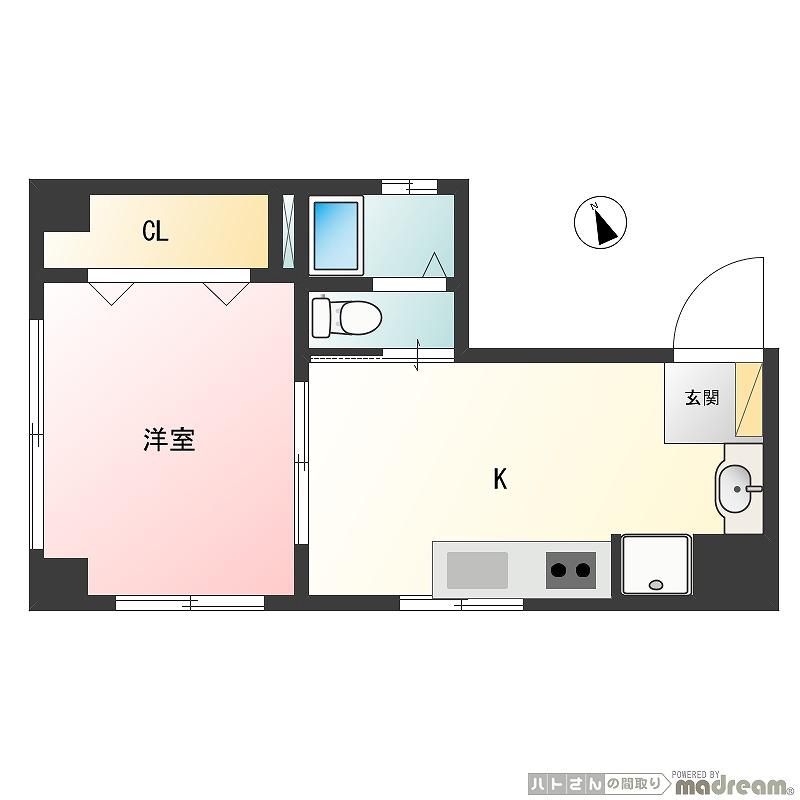 福田ビル(1K/3階)の間取り写真