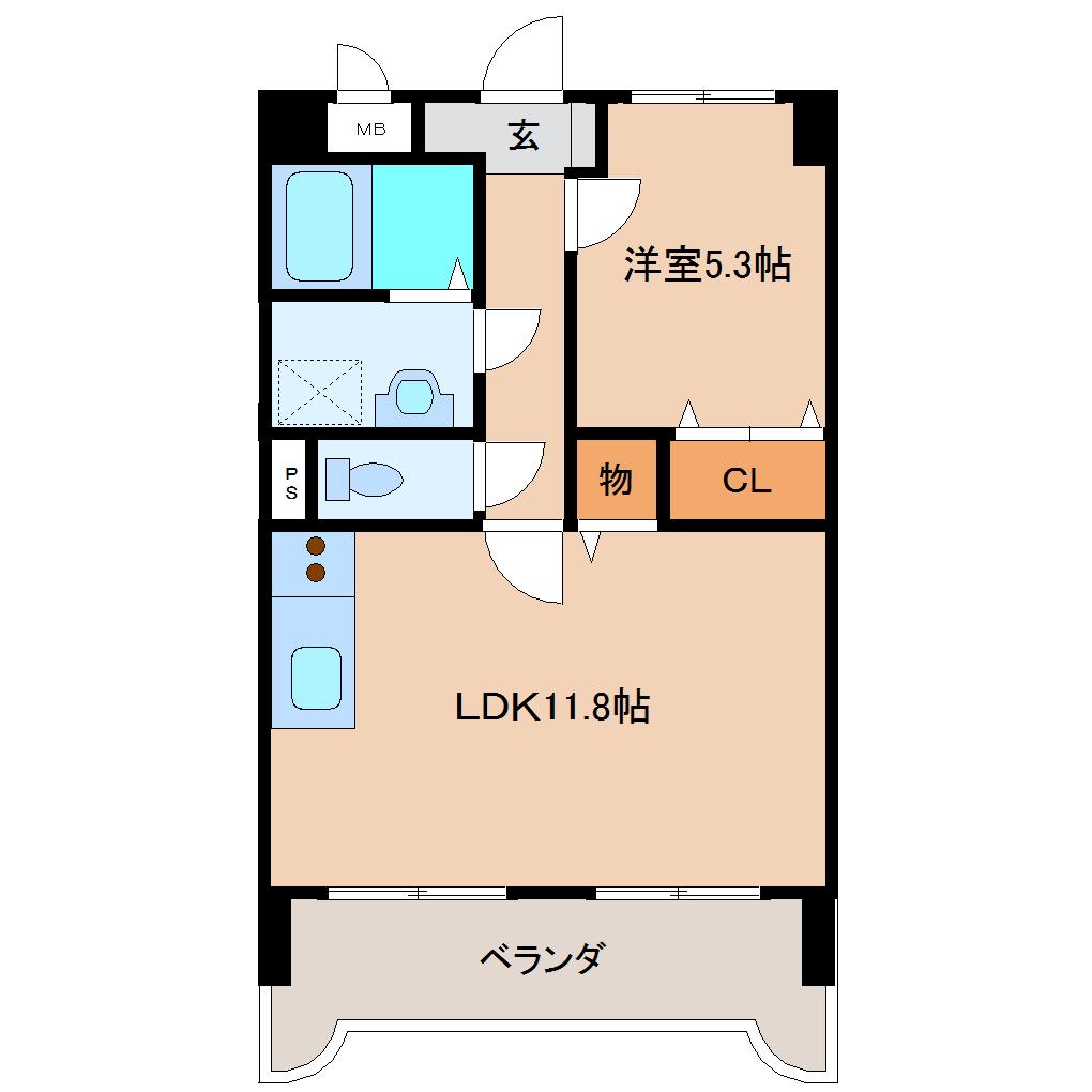 HALE学園前(1LDK/1階)の間取り写真
