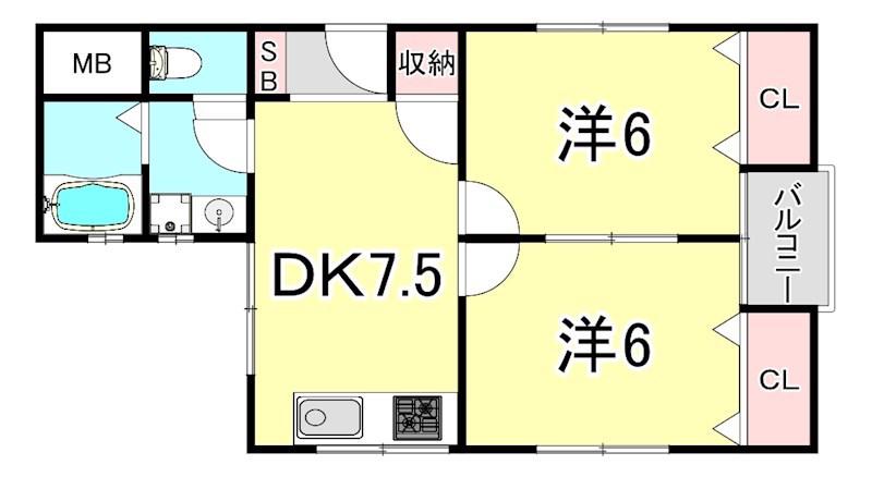 吉中ビル(2DK/5階)の間取り写真
