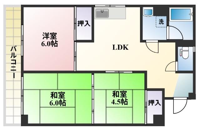 菖蒲ビル(3LDK/2階)の間取り写真
