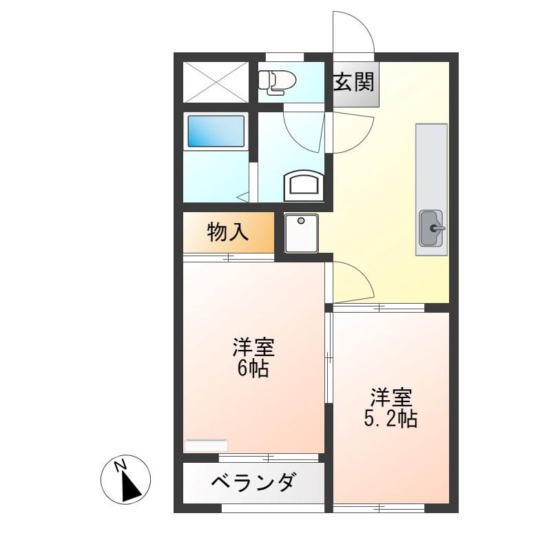ブランクレスト(2DK/1階)の間取り写真