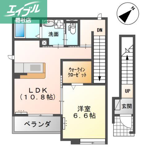 ハッピーハイム(1LDK/2階)の間取り写真