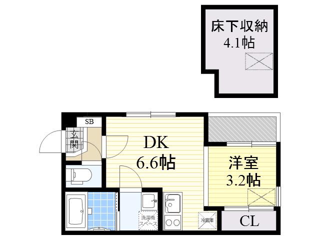 ハーモニーテラス大宮Ⅲ(1DK/1階)の間取り写真