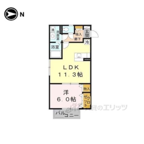 ロイヤルヴィレッジB棟(1LDK/2階)の間取り写真