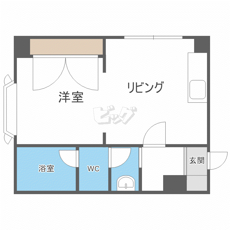 パレス東札幌(1DK/4階)の間取り写真