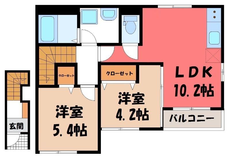 グランデII(2LDK/2階)の間取り写真