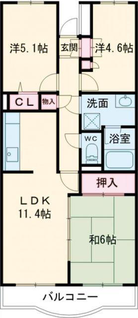 ハイクレスト(3LDK/2階)の間取り写真