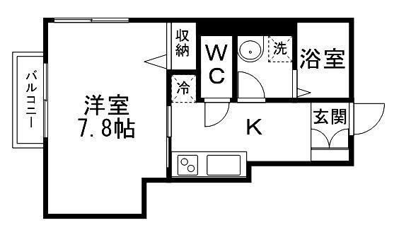 WHITE COURT(1K/1階)の間取り写真