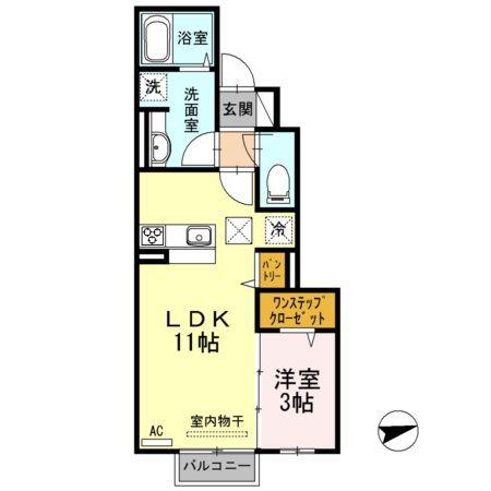 ラ・シエル(1LDK/1階)の間取り写真