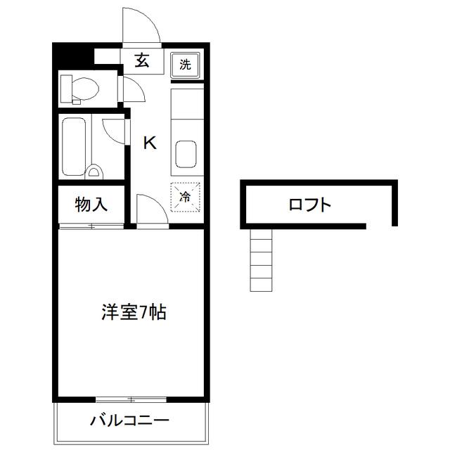 サンシャイン国見(1K/2階)の間取り写真