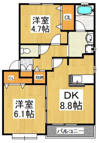 ドリームSEFA(2DK/1階)の間取り写真