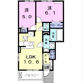アズール(2LDK/1階)の間取り写真