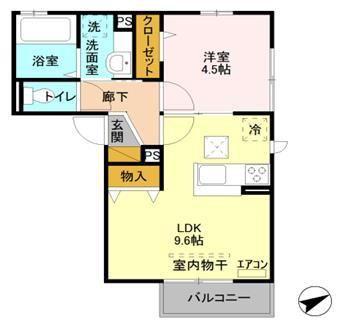 パークフロント朝霞本町(1LDK/1階)の間取り写真