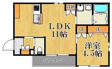 BE メゾン(1LDK/2階)の間取り写真