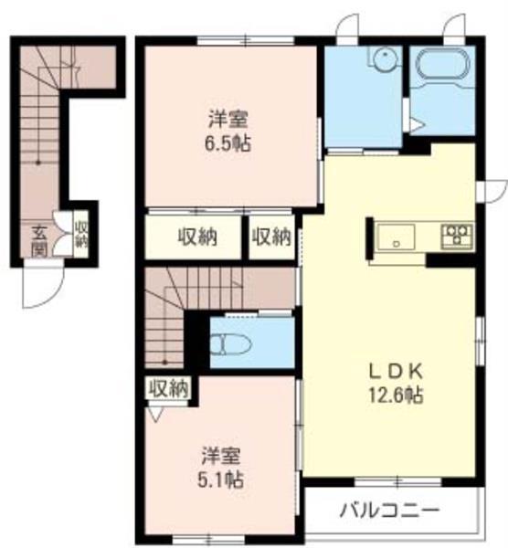 グランドールII(2LDK/2階)の間取り写真