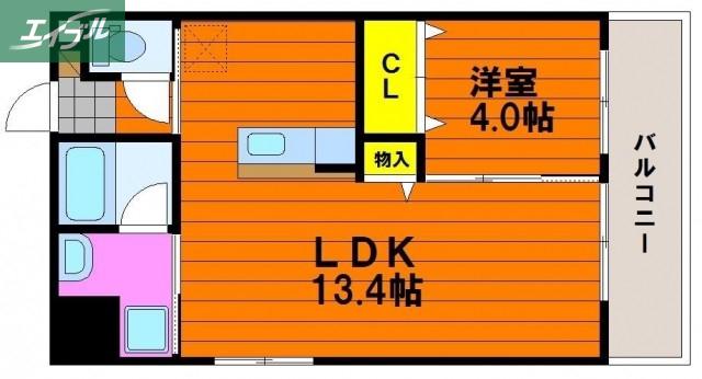 ピアグロリア東古松(1LDK/1階)の間取り写真