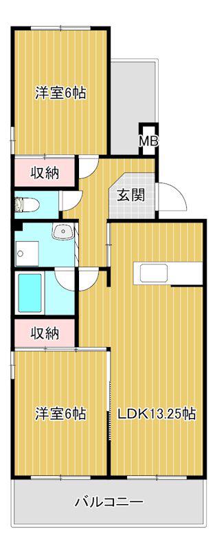 マンションアルス(2LDK/1階)の間取り写真