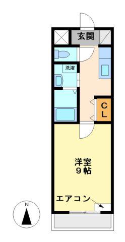 ニワヴィレッジセカンド(1K/3階)の間取り写真