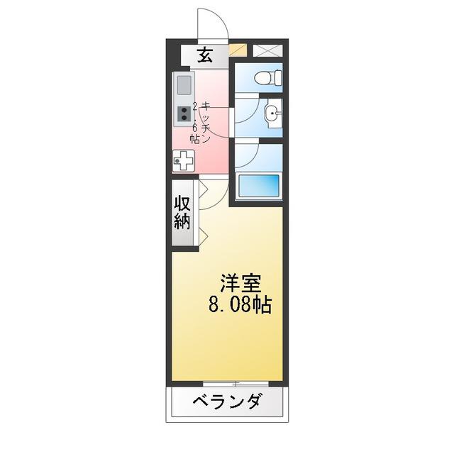 FLUKE登戸(1K/3階)の間取り写真