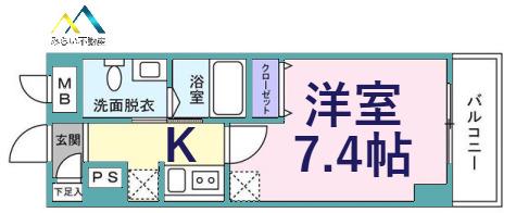 シュガール戸部(1K/6階)の間取り写真