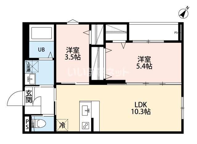 ROBOT HOME 西八王子(2LDK/2階)の間取り写真