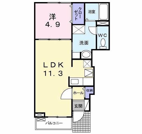 ISLAND 津田A(1LDK/1階)の間取り写真