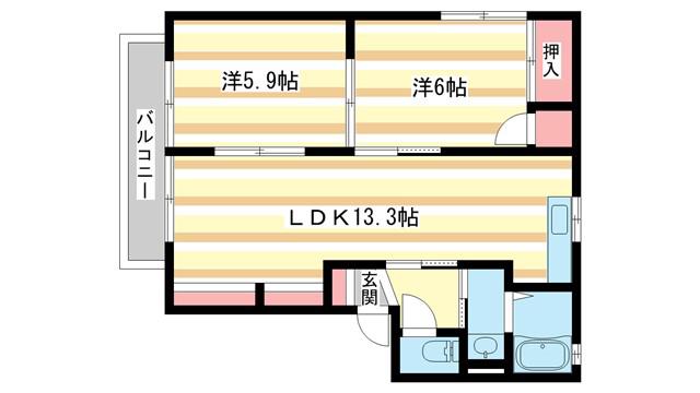 リモーネA(2LDK/2階)の間取り写真