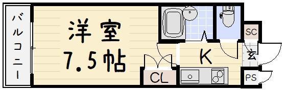 リファレンス北方I(1K/6階)の間取り写真