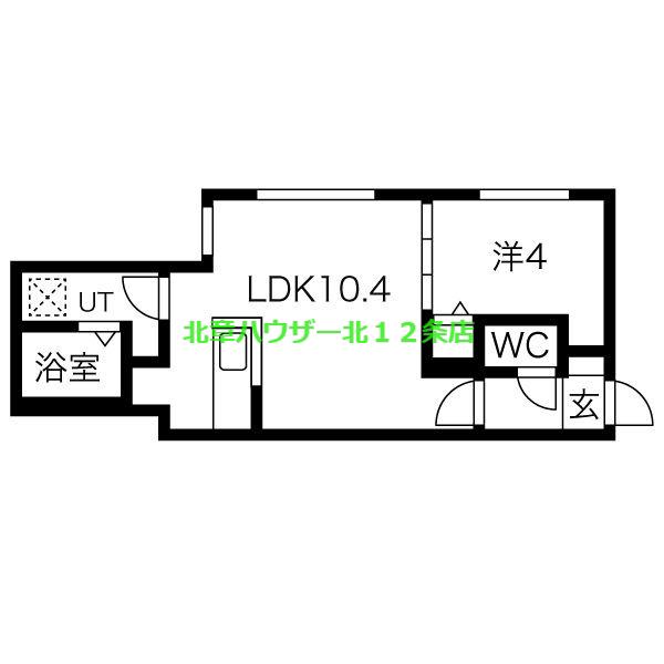 ミカーサN26(1LDK/2階)の間取り写真