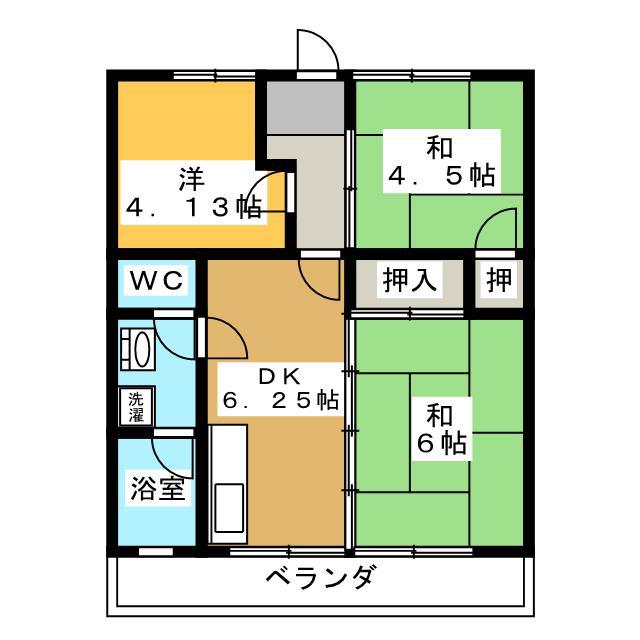 メトロポリスⅢ(3DK/2階)の間取り写真