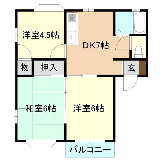 サニータウン(3DK/2階)の間取り写真