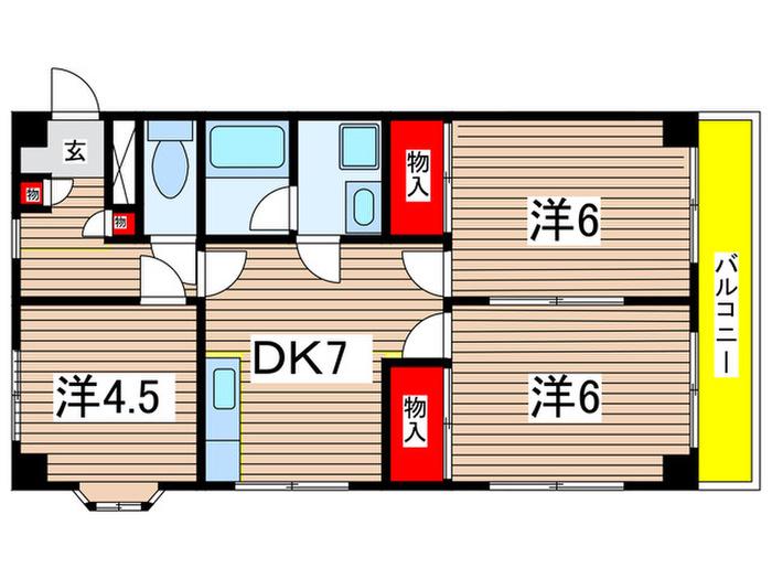 原田マンション(3DK/3階)の間取り写真