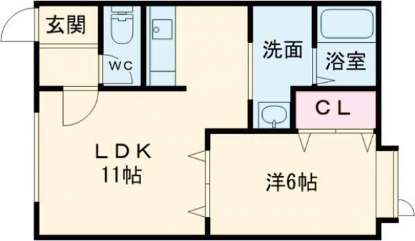 JR室蘭本線 青葉駅 徒歩15分 2階建 築23年(1LDK/1階)の間取り写真