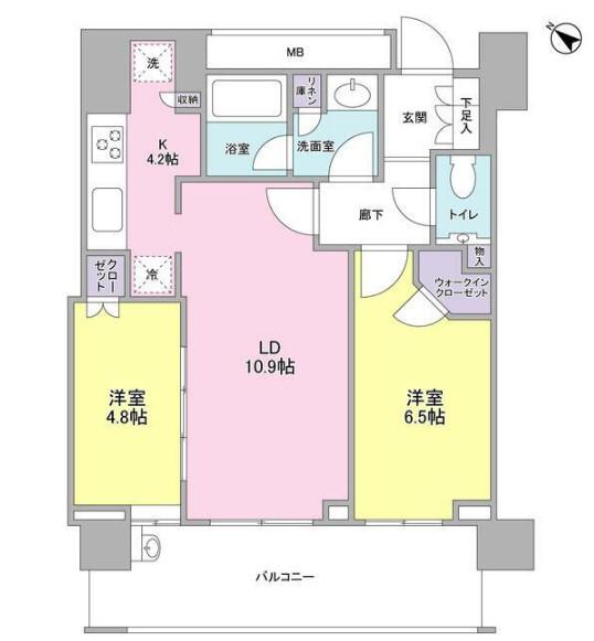 クロスエアタワー(2LDK/21階)の間取り写真