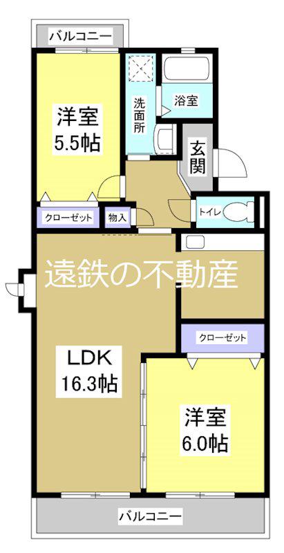 ボヌール(2LDK/2階)の間取り写真