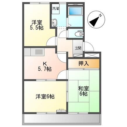 シャトレーンKT(3K/3階)の間取り写真
