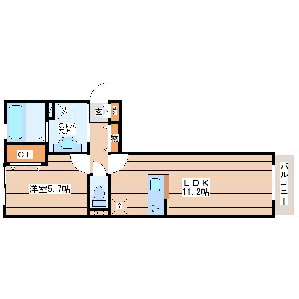 オリエント荒井西(1LDK/3階)の間取り写真