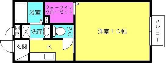 パナハイツ中津(1K/2階)の間取り写真