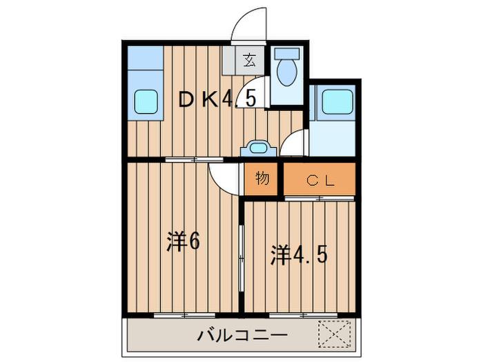 古川町ハイツ(2DK/3階)の間取り写真