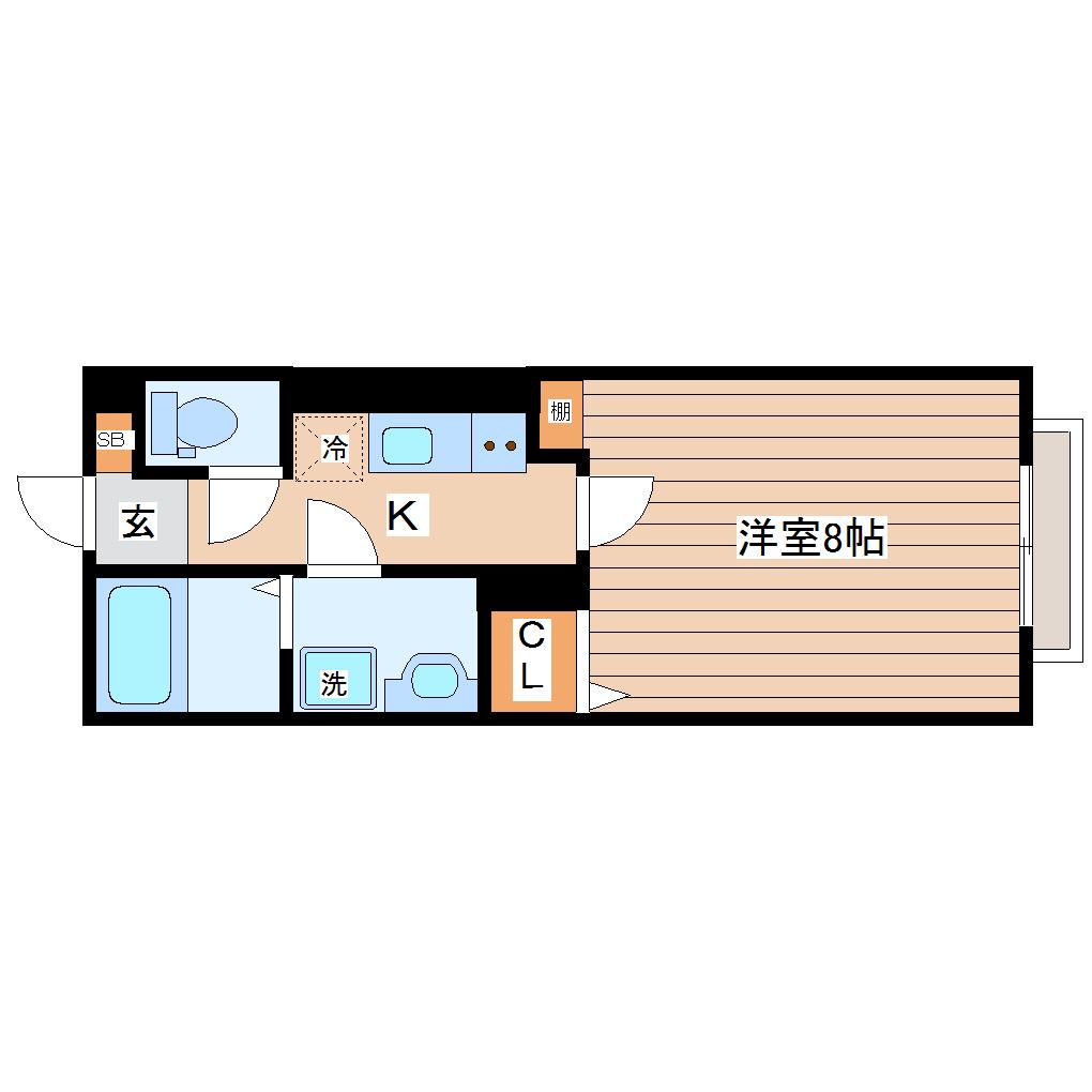 リサータ長町東(1K/2階)の間取り写真
