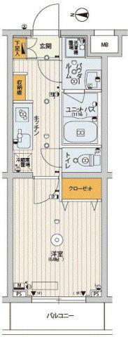 スカイコートパレス千川(1K/1階)の間取り写真